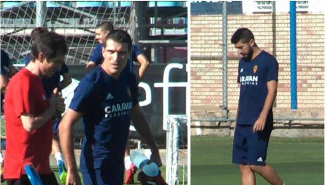 Zapater (junto al doctor Martínez) y Papunashvili, en la mañana de este martes al margen del grupo.
