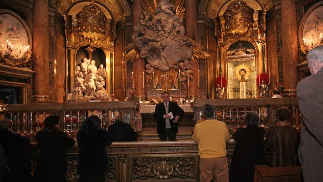 Misa por el 80 aniversario de la Fundación de la Caballeros del Pilar en la basílica del Pilar el 2 de febrero de 2008