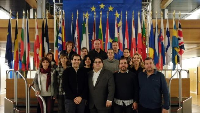 Grupo de vecinos de Salas Bajas en el parlamento europeo de Estrasburgo
