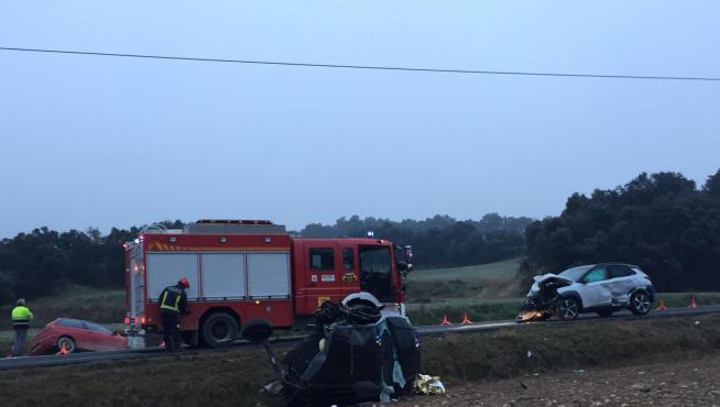 Imagen del accidente ocurrido este jueves en Alcampell.