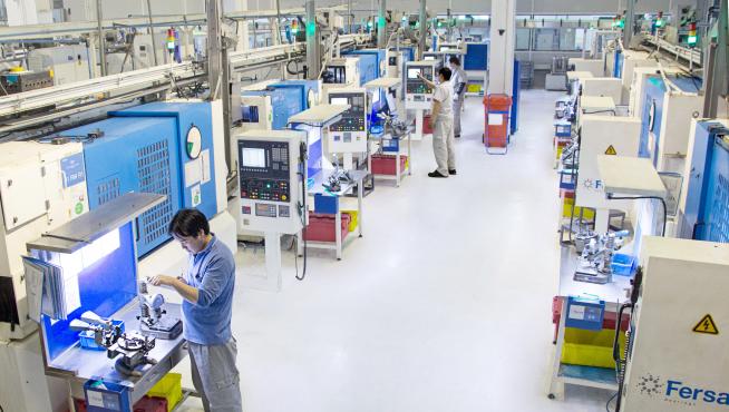Una de las líneas de producción de la fábrica de Fersa Bearings en Jiaxing.