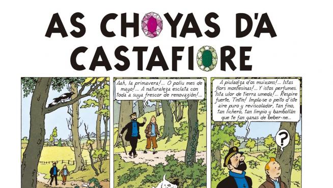 Tintín ya charra aragonés en 'As choyas d'a Castafiore'.