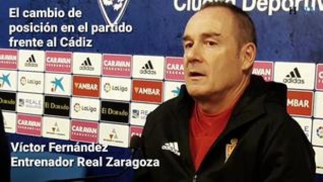 Víctor Fernández, entrenador del Real Zaragoza, habla sobre el cambio de táctica que usó en Cádiz, la importancia de los próximos tres puntos frente al Alcorcón y el plus que supone jugar en La Romareda.