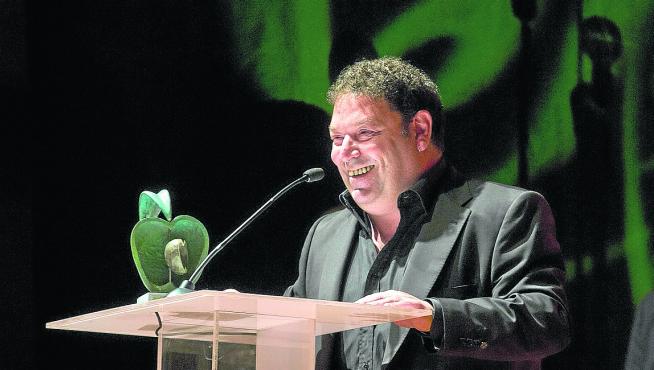El actor Jorge Asín, durante el acto en el que recibió, ayer, el premio Villa de La Almunia.