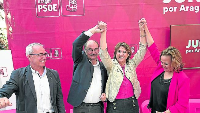 mitin del Psoe en Teruel con la ministra de Justicia Dolores Delgado,Javier Lamban y Samuel Moron. foto Antonio garcia/bykofoto. 23/05/19 [[[FOTOGRAFOS]]]