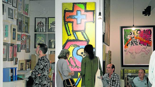 Se muestran, entre otras obras, dibujos que el aragonés expuso con Basquiat en Nueva York