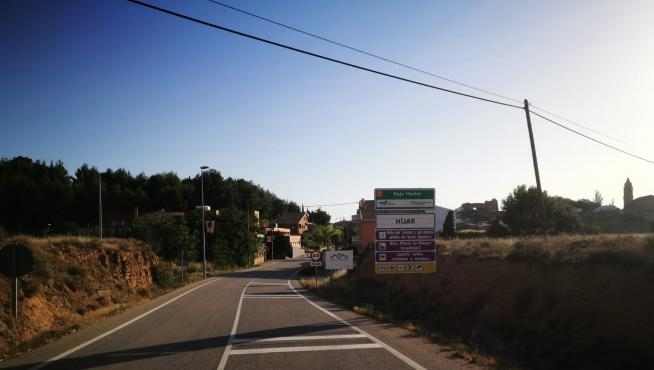La entrada a Hijar, desde la carretera de Samper de Calanda