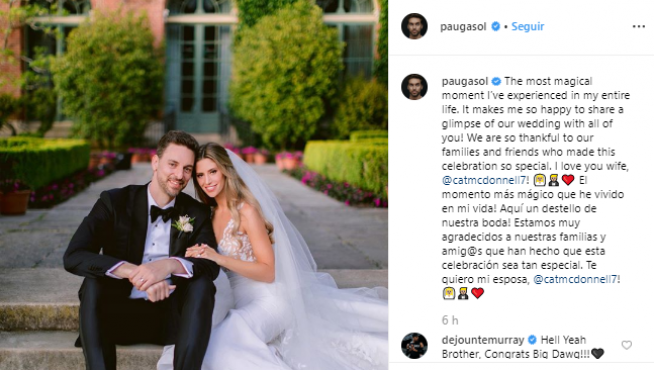 Pau Gasol se ha casado con la periodista Catherine McDonnell