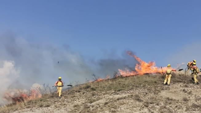 Imagen del incendio declarado cerca de Puente La Reina y Berdún.