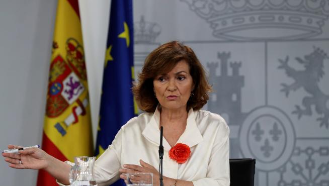 La vicepresidenta en funciones, Carmen Calvo.
