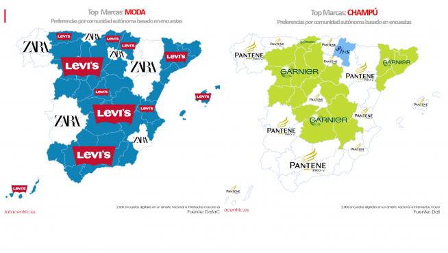 Mapa preferencias marcas de belleza y moda de Datacentric