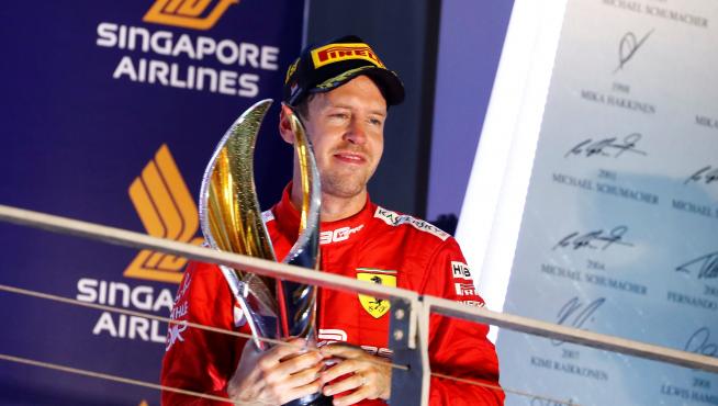 Sebastian Vettel en el Gran Premio de Singapure de Fórmula1.