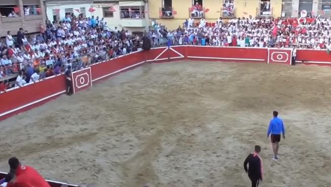Un vecino de Mallén resulta herido en la plaza de toros de Cortes de Navarra.