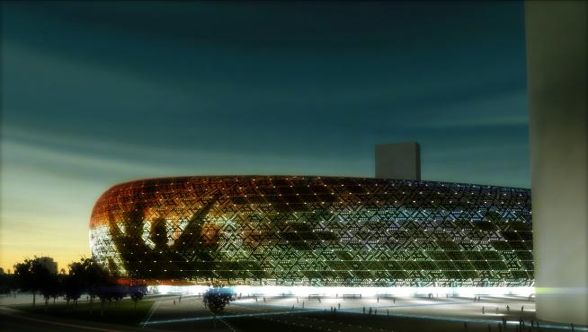Recreación del estadio de San José diseñado por Joaquín Sicilia.