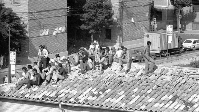 Foto de archivo del motín de los presos de Torrero el 30 de enero de 1978.