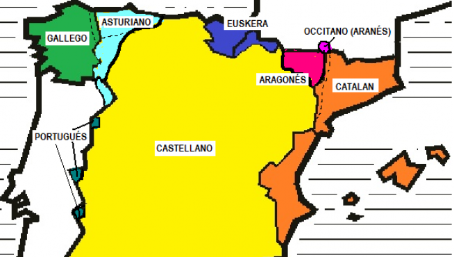 Mapa con las lenguas de España