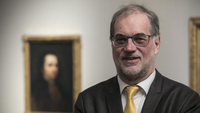 Helmut Jacobs visitó este lunes el Museo Goya de la Fundación Ibercaja