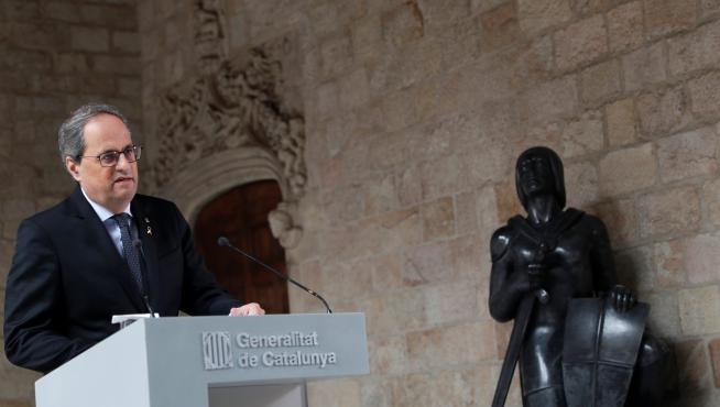 Quim Torra durante la declaración institucional