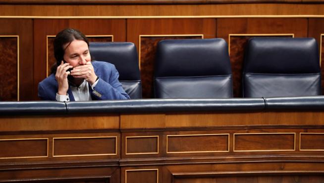 GRAF4398. MADRID, 04/02/2020.- El vicepresidente segundo del Gobierno, Pablo Iglesias, al inicio del pleno celebrado este martes en el Congreso. EFE/Zipi Pleno del Congreso