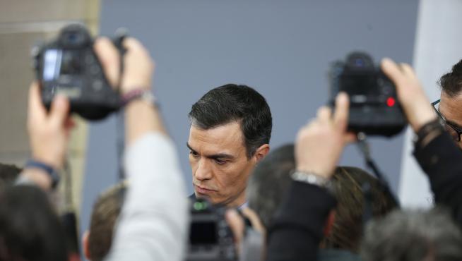 Pedro Sánchez, ante los medios este martes