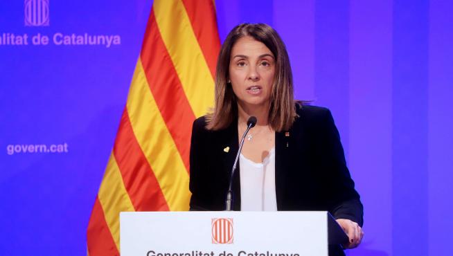 La portavoz del Gobierno catalán, Meritxell Budó, durante la rueda de prensa.