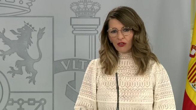 Yolanda Díaz, ministra de Trabajo, este domingo.