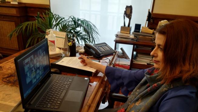 El Ayuntamiento de Teruel celebra su primer pleno telemático.