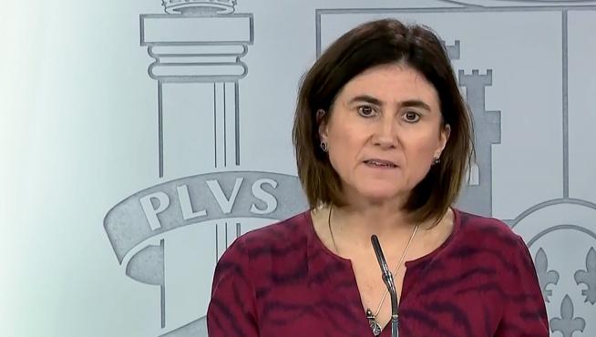 María José Sierra este jueves en rueda de prensa en la Moncloa.