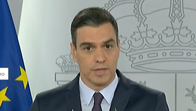 Pedro Sánchez durante su comparecencia.