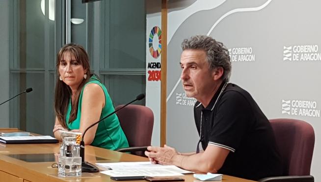 La consejera de Sanidad de Aragón, Sira Repollés, y el director general de Salud Pública, Francisco Javier Falo