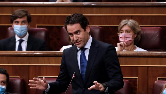 Teodoro García Egea este miércoles en la sesión de control al Gobierno.