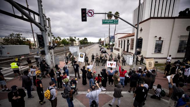 Protest over officer involved shooting death of Andres Guardado in Compton