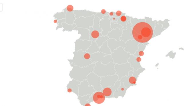 Mapa de los rebrotes en España por comunidades autónomas