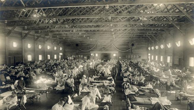 Camp Funston, en Fort Riley, Kansas, durante la pandemia de gripe española de 1918