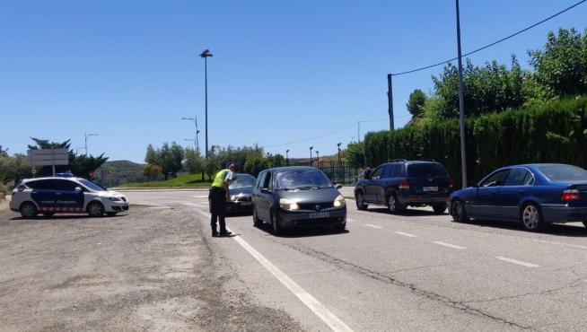 Control de los Mossos d'Esquadra en el límite entre el Bajo Cinca y el Segriá leridano.