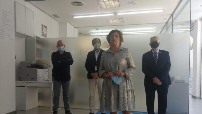 María Victoria Broto, este lunes, durante la inauguración del Espacio Atemtia, de Atades, para la atención temprana en Zaragoza.