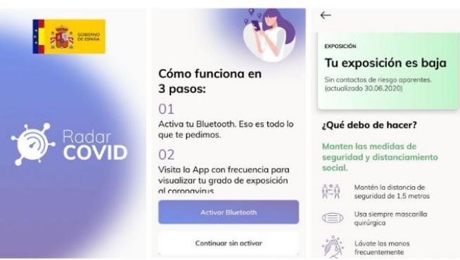 Radar COVID, la app española de rastreo de contagios, en un teléfono Android.