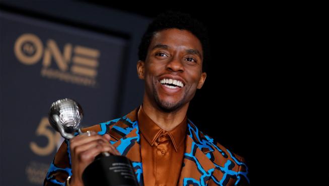 FILE PHOTO: 50th NAACP Image Awards – Photo Room– Los Angeles - Chadwick Boseman poses backstage with his Outstanding Actor in a Motion Picture award for Black Panther