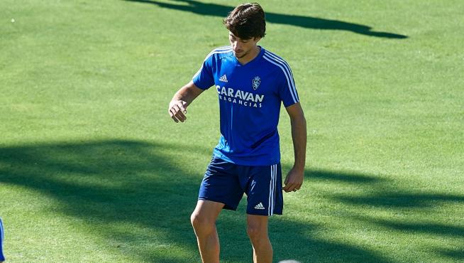 Julián Delmás, en su último entrenamiento con el Real Zaragoza antes de caer eliminado en la Promoción ante el Elche, el pasado día 15.