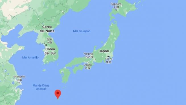 Zona donde se produjo el naufragio, junto a la isla de Amami Oshima