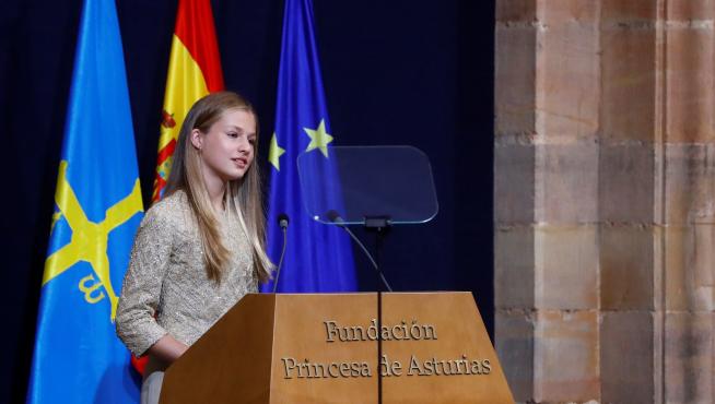 La Princesa, durante su intervención en la gala de premios que lleva su nombre.