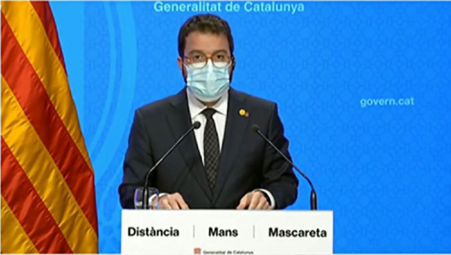 Pere Aragonés anuncia el confinamiento perimetral de Cataluña