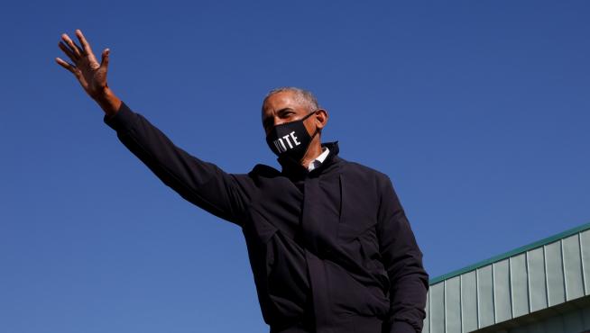 Barack Obama, antes de su discurso de apoyo a Joe Biden en Flint, Michigan.