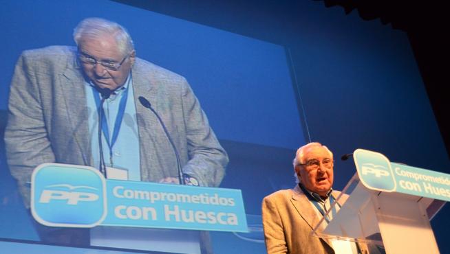 Antonio Lacleta durante su intervención en el XI Congreso Provincial del PP de Huesca, en junio de 2012.