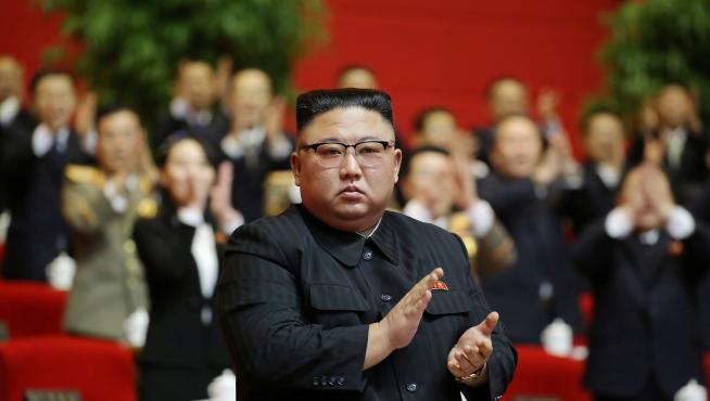 North Korean leader Kim Jong Un applauds at the 8th Congress of the Workers' Party in Pyongyang