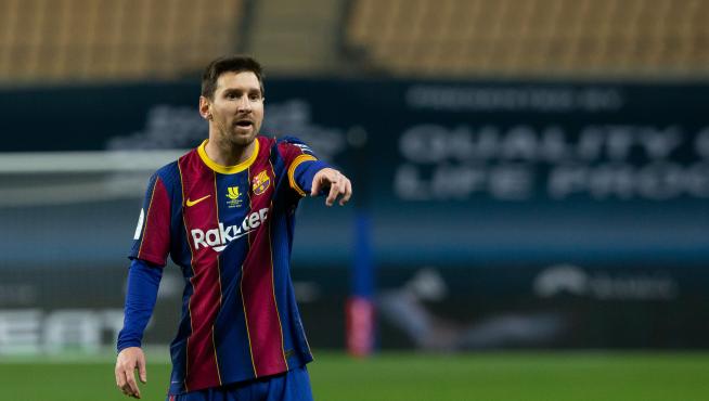 Messi, en la final de la Supercopa entre el FD Barcelona y el Athletic