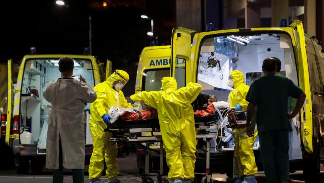 A COVID-19 patient transferred from Lisbon arrives at Nelio Mendonca Hospital in Funchal, amid the coronavirus disease (COVID-19) pandemic, in Funchal
