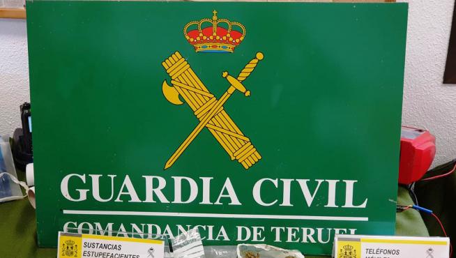 Droga y efectos incautados por la Guardia Civil de Teruel