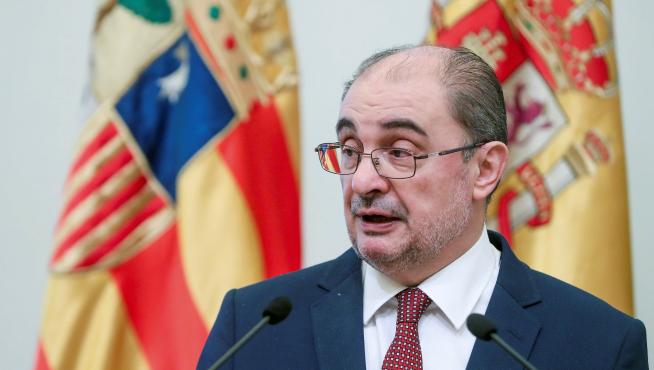 Javier Lambán en rueda de prensa