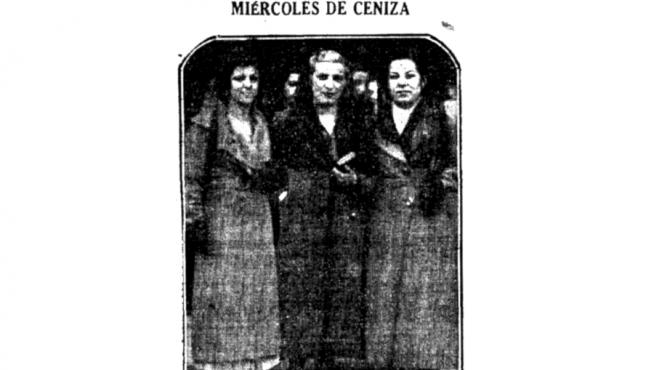 Zaragozanas saliendo del templo en Miércoles de Ceniza en 1935